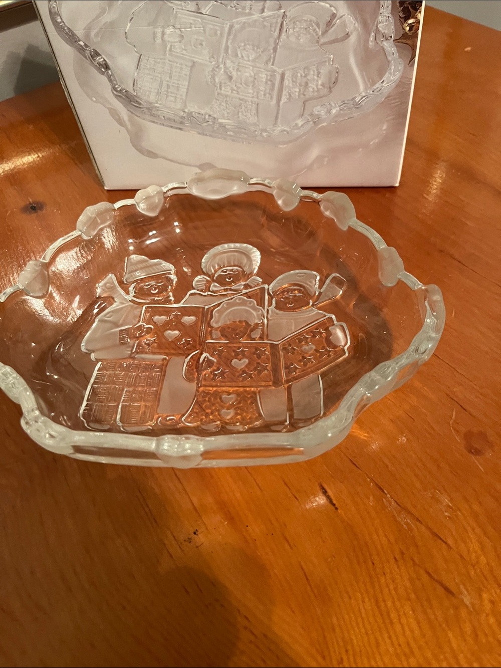 Clear Glass Carolers Decorative Serving Bowl - Holiday Accent